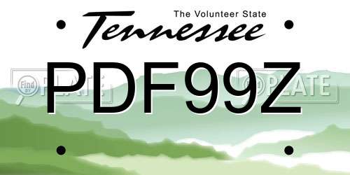 PDF99Z Tennessee License Plate