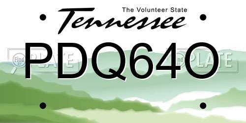 PDQ64O Tennessee License Plate