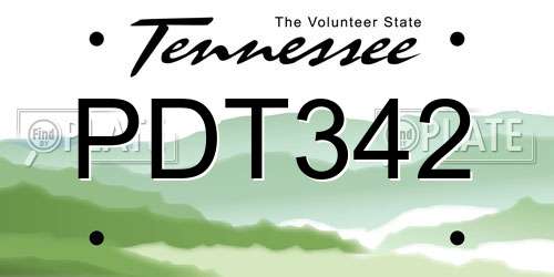 PDT342 Tennessee License Plate