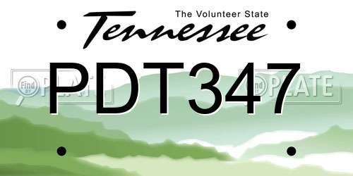PDT347 Tennessee License Plate