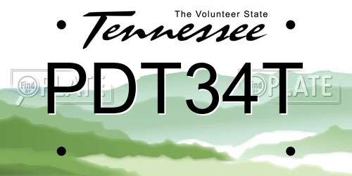 PDT34T Tennessee License Plate