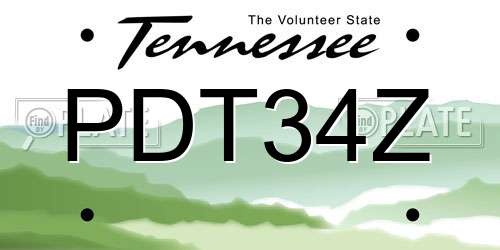 PDT34Z Tennessee License Plate