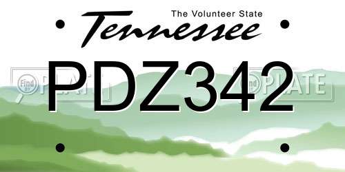 PDZ342 Tennessee License Plate