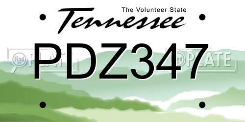 PDZ347 Tennessee License Plate