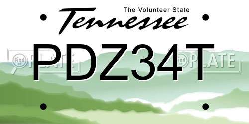 PDZ34T Tennessee License Plate