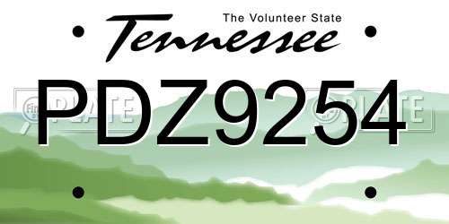 PDZ9254 Tennessee License Plate