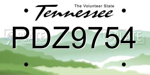 PDZ9754 Tennessee License Plate