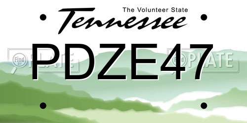 PDZE47 Tennessee License Plate