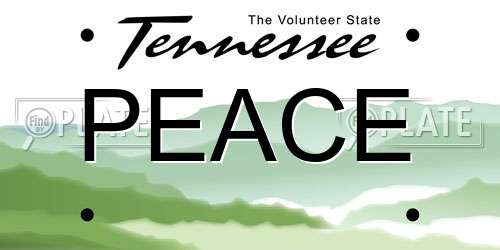 PEACE Tennessee License Plate