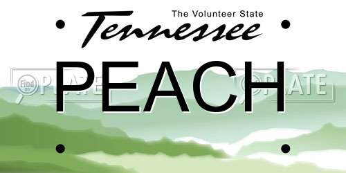 PEACH Tennessee License Plate