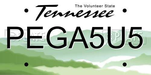 PEGA5U5 Tennessee License Plate