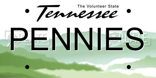 PENNIES Tennessee License Plate