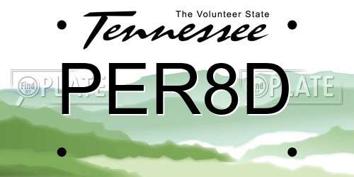 PER8D Tennessee License Plate