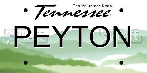 PEYTON Tennessee License Plate
