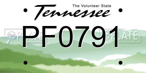PF0791 Tennessee License Plate