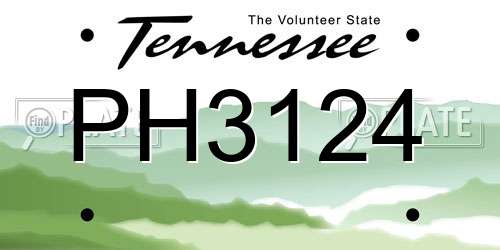 PH3124 Tennessee License Plate