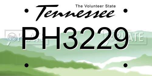 PH3229 Tennessee License Plate