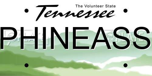 PHINEASS Tennessee License Plate
