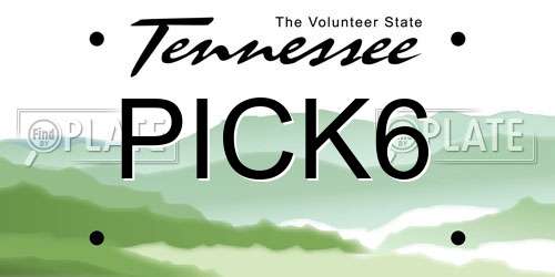 PICK6 Tennessee License Plate