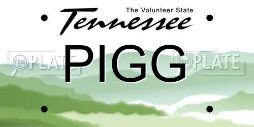 PIGG Tennessee License Plate