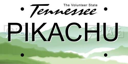 PIKACHU Tennessee License Plate