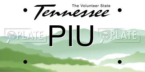 PIU Tennessee License Plate
