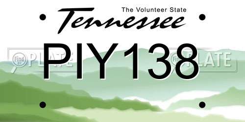 PIY138 Tennessee License Plate