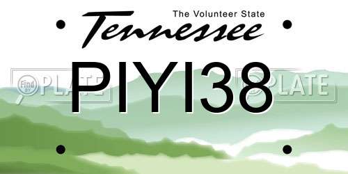 PIYI38 Tennessee License Plate