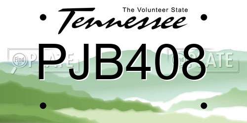 PJB408 Tennessee License Plate