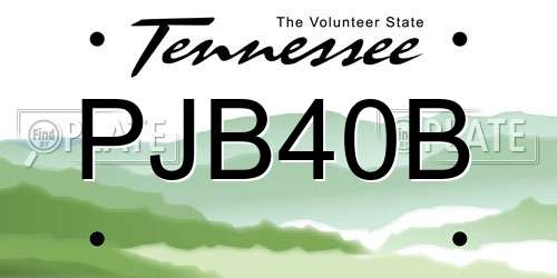 PJB40B Tennessee License Plate