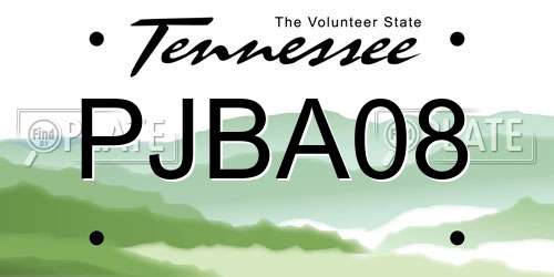 PJBA08 Tennessee License Plate