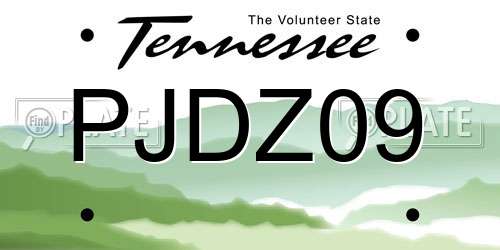 PJDZ09 Tennessee License Plate