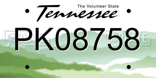 PK08758 Tennessee License Plate