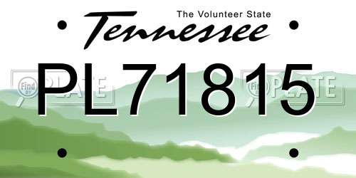 PL71815 Tennessee License Plate