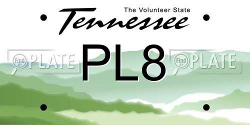 PL8 Tennessee License Plate