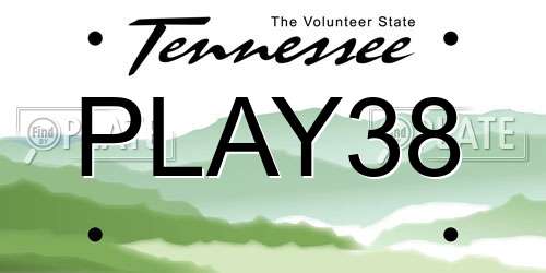 PLAY38 Tennessee License Plate