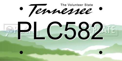 PLC582 Tennessee License Plate