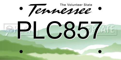 PLC857 Tennessee License Plate