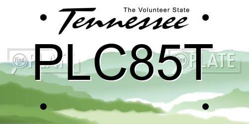 PLC85T Tennessee License Plate
