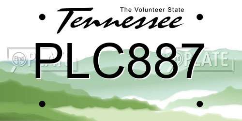 PLC887 Tennessee License Plate