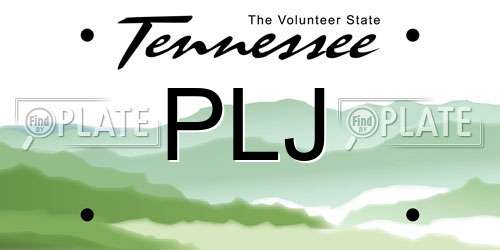 PLJ Tennessee License Plate