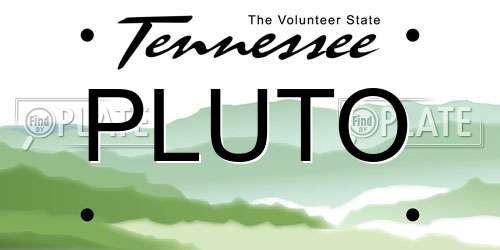 PLUTO Tennessee License Plate