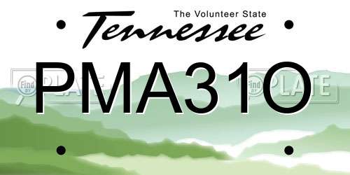 PMA31O Tennessee License Plate