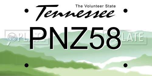 PNZ58 Tennessee License Plate