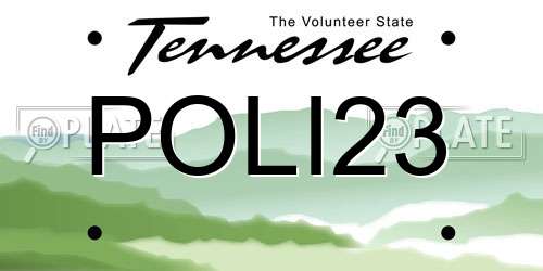 POLI23 Tennessee License Plate