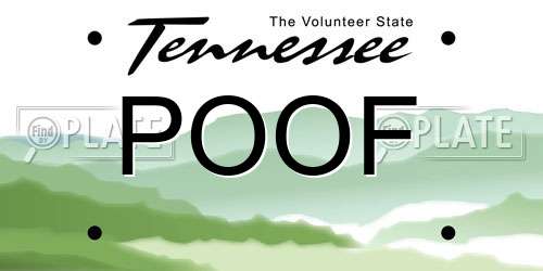 POOF Tennessee License Plate