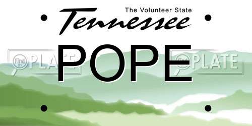 POPE Tennessee License Plate