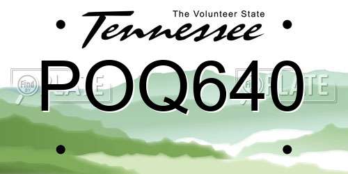 POQ640 Tennessee License Plate