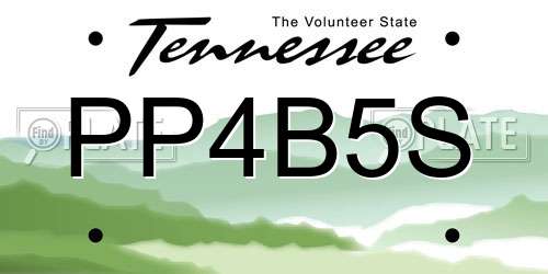 PP4B5S Tennessee License Plate