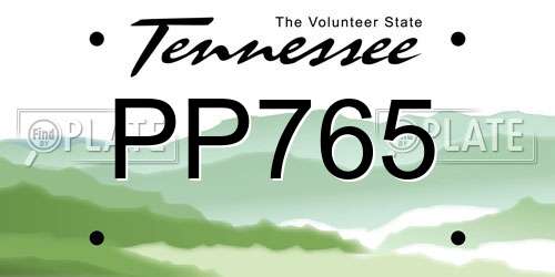 PP765 Tennessee License Plate